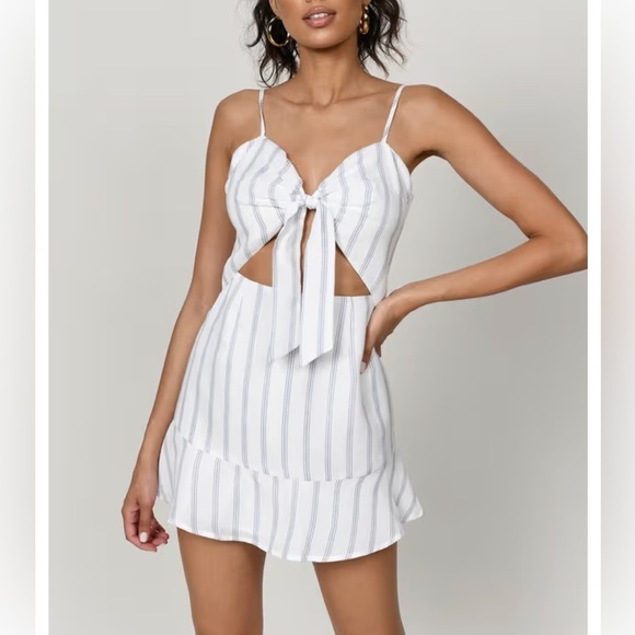 Tobi Dresses & Skirts - TOBI | Knot Together Navy & White Stripe Dress Sz M